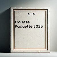 Memorial frame with text 'R.I.P. Colette Paquette 2025'