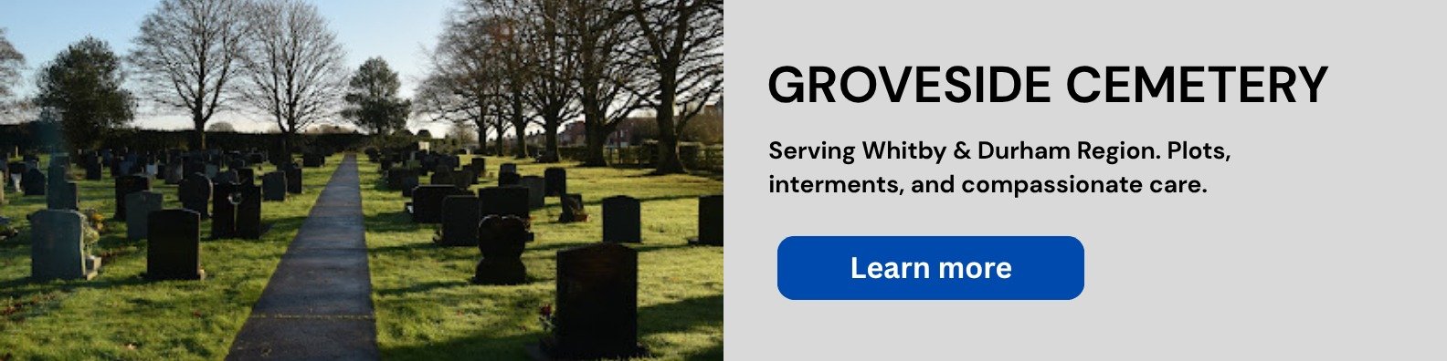 Grove Cemetery offering plots and care services.