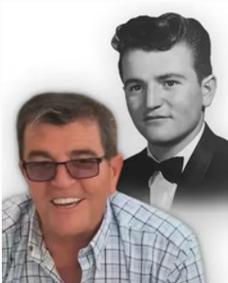 Smiling man with vintage portrait.