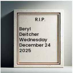 Memorial plaque for Beryl Deitcher, December 24, 2025.