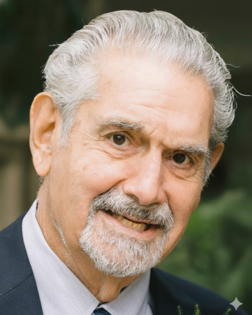 Elderly man smiling in a suit