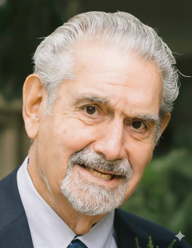 Elderly man smiling in a suit