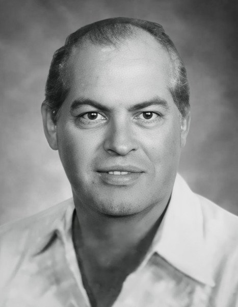 ALLMAN, W. Doug Allman Man in black and white portrait photograph.