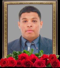 Portrait in frame with roses at bottom.