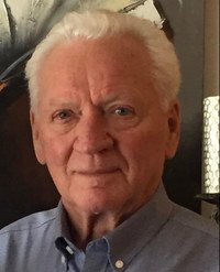 Elderly man in blue shirt, portrait photo
