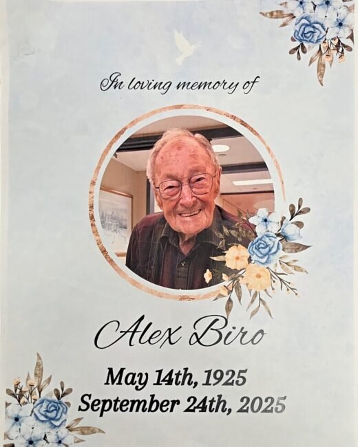 Memorial for Alex Biro, 1925-2025.