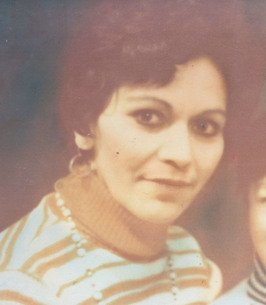 Woman in vintage striped sweater portrait