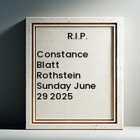 Memorial plaque for Constance Blatt Rothstein, 2025.