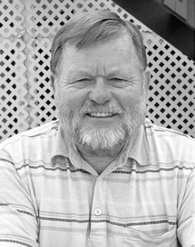 Smiling man with beard in casual striped shirt.