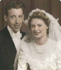 Vintage wedding portrait of bride and groom