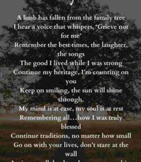 Poem about family tree and heritage remembrance.