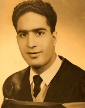 Vintage graduation portrait of a young man.