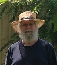 Bearded man wearing straw hat outdoors