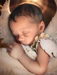 Sleeping baby angel with soft wings.