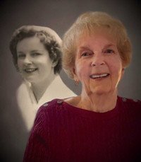 Elderly woman with younger portrait background