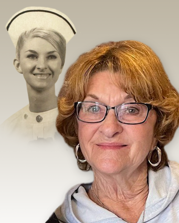 DESMARAIS, Lynda Joyce Desmarais Smiling woman in past and present portraits.