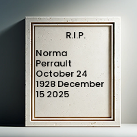 Memorial plaque for Norma Perrault 1928-2025.