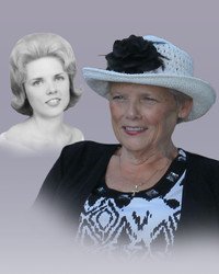Elderly woman with hat and vintage portrait.