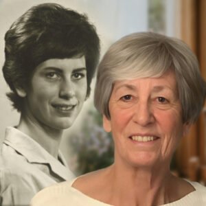 Portrait of elderly woman with vintage photo background