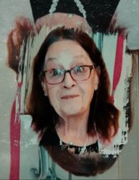 Woman with glasses and painted background effect.