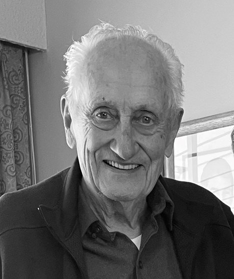 Smiling elderly man in monochrome portrait