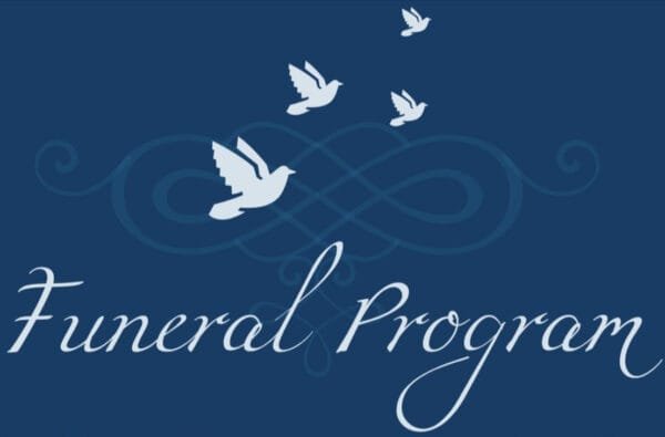 Funeral Program with flying doves.